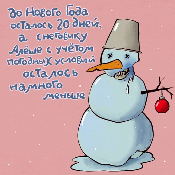 С деревьев опали последние листья, Детишки в галошах выходят гулять... Всё б ничего, если б не оставалось До Нового года всего 20 дней, блять!© Лидия